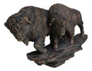 Faux Bronze Native American Brown Bison Buffalo Herd Wall Sculpture Relief 21"L