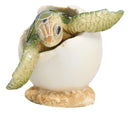 Pack Of 2 Marine Blue And Green Sea Turtle Hatchlings In Egg Shells Figurines