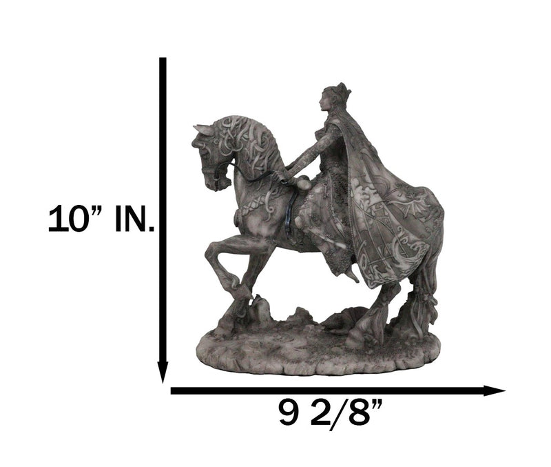 Celtic Moon Goddess Rhiannon Riding Horse in Arberth Clay Finish Figurine