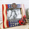 Patriotic Maltese Cross Fireman Helmet Hose Fire Hydrant USA Flag Picture Frame