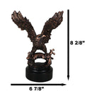 Wings Of Glory Bald Eagle Perching On Tree Bronzed Resin Figurine With Base