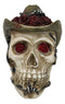 Western Old Wild West Cowboy Skull with Romantic Roses Barbed Wire Hat Figurine