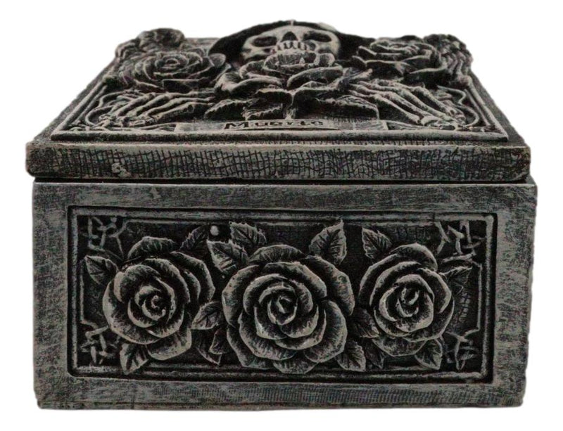 Santa Muerte Day Of The Dead Skull Pentagram Roses Tarot Cards Trinket Box