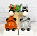 Ceramic Brown And Gray Jackass Donkeys With Cool Shades Salt Pepper Shakers