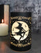 Wicca Witch by Moonlight On Broomstick with Bats LED Etched Glass Lantern Light