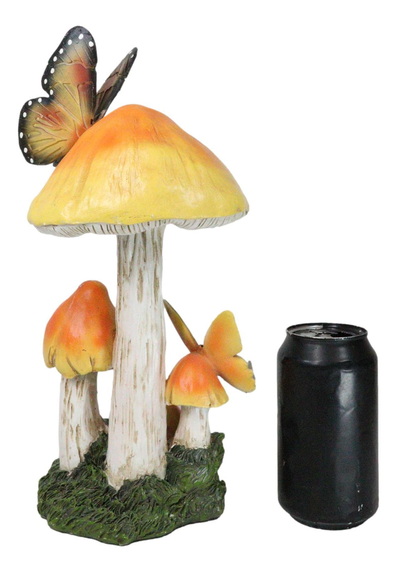 Enchanted Fairy Garden Yellow Toadstool Mushrooms Monarch Butterflies Figurine