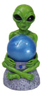 Outer Space UFO ET Roswell Alien Holding Sandstorm Earth Globe Ball Figurine