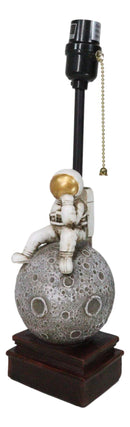 Deep Space Exploration Astronaut Landing On Cratered Moon Desktop Table Lamp