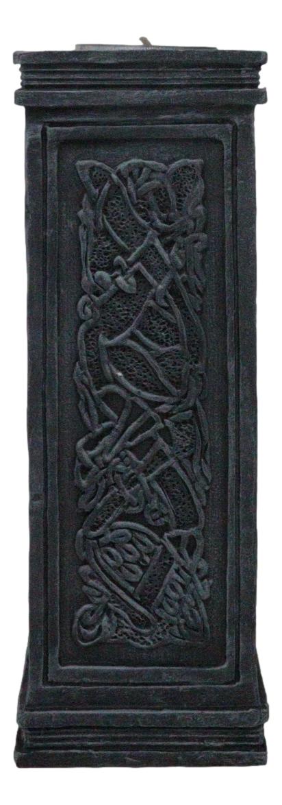 Wicca Celtic Knotwork Sacred Symbols Dark Art Votive Column Candle Holder Stand