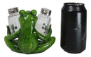 Green Tree Frog Toad Meditating Glass Salt Pepper Shakers Holder Figurine Set