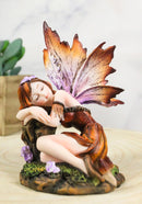 Sleeping Autumn Fall Pumpkin Orange Girl Fae Fairy In Enchanted Garden Figurine