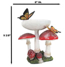 Enchanted Fairy Garden Toadstool Mushrooms With Monarch Butterflies Figurine