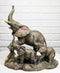 Triumphant Entry Safari Elephants Father And 2 Calves On Forest Floor Figurine