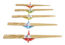 5 Pairs Of Colorful Origami Crane Birds Ceramic Rests With Wooden Chopsticks Set