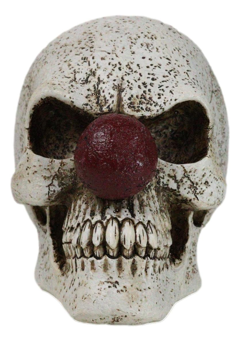 Halloween Creepy IT Jester Clown Harlequin Skull with Maroon Nose Figurine