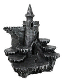 Medieval Stonewall Castle Fortress On Rock Steppes Display Stand W/ LED Figurine