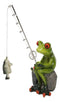 Pack of 2 Favorite Pastime Green Frogs Besties Rod Fishing by The Pond Figurines