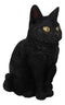 Witch's Pet Realistic Mystical Black Kitty Cat Kitten Sitting Figurine 8"H