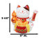 Japanese Lucky Charm White Beckoning Cat Maneki Neko With Waving Arm Statue 10"