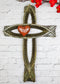 Rustic Greek Fish Symbol Ichthys with Red Sacred Heart Fusion Wall Cross Decor