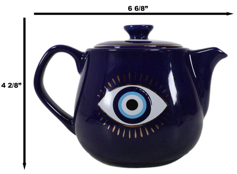 Blue Gothic Alchemy Porcelain Wicca Evil Eye Of Providence Protection Tea Pot