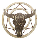 Rustic MDF Wood Buffalo Cow Skull Dreamcatcher Web Circle Wall Decor Plaque