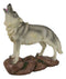 Forest Woodlands Mystical Alpha Gray Wolf Howling to The Moon Figurine 6" L