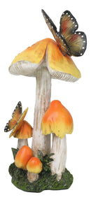 Enchanted Fairy Garden Yellow Toadstool Mushrooms Monarch Butterflies Figurine