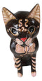 Balinese Wood Handicrafts Adorable Feline Cat With Butterfly Bow Tie Figurine