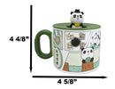 Whimsical Kung Fu Panda Bear Diary Cartoon Ceramic Mug With Silicone Lid