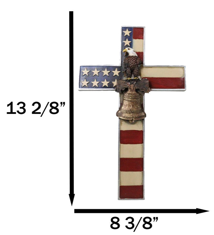 Patriotic American Flag Star Spangled Banner With Liberty Bell Eagle Wall Cross