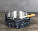 Occultic Pentagram Sabbatic Goat Idol Baphomet Tomb Skulls Cigarette Ashtray