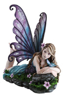 Castle On A Cloud Lavender Fairy Daydreaming With Butterfly Large Statue 23"L