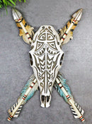 Southwestern Indian Tribal Tooled Tattoo Cow Skull And Crossed Arrows Wall Decor