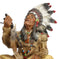 Tribal Indian Tribal Chief With Headdress Roach Smoking Peace Pipe Figurine