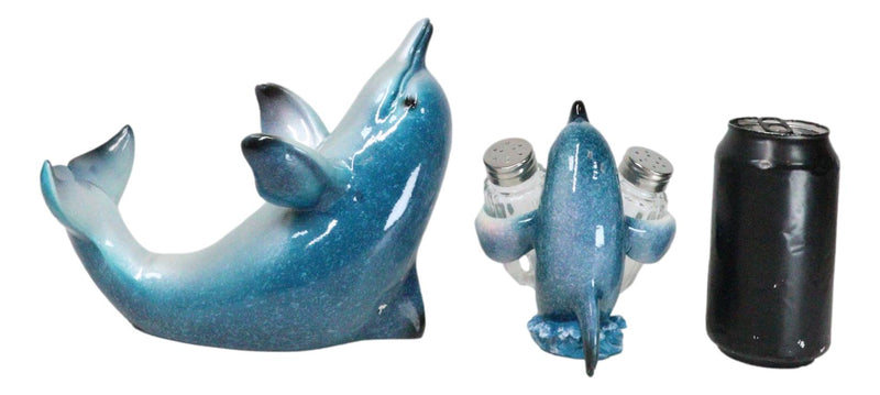 Set Of 2 Ocean Marine Dolphin Fish Wine Bottle And Salt Pepper Shakers Holders