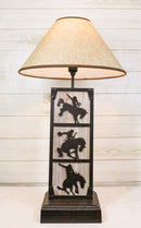 Rustic Western Cowboy Giddy Up Horse Wood And Metal Bedside Desktop Table Lamp