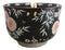 Black Blossoms Floral Design Large 24Oz Donburi Ramen Bowl With Chopsticks Set