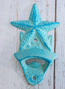 Cast Iron Rustic Beach Blue Nautical Marine Sea Star Starfish Wall Bottle Opener