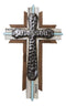 Rustic Western Faux Wood Blessed Faith Love Hope Family Grace Layered Wall Cross