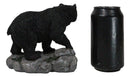 Rustic Wildlife Forest Black Bear Walking On River Rock Steppes Figurine