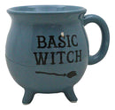 Wicca Magic Blue Basic Witch Broomstick Cauldron Ceramic Mug With Handle 16oz