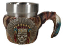 Native Indian Tribal Chief Warrior With Eagle Roach Feather Handle Mug Cup