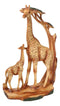 Safari Savannah Giraffe Family In Scenic Forest Faux Wooden Cutout Figurine