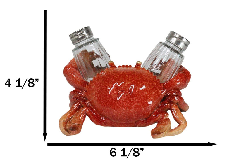 Nautical Marine Red Stone Crab Salt and Pepper Shakers Holder Figurine Set