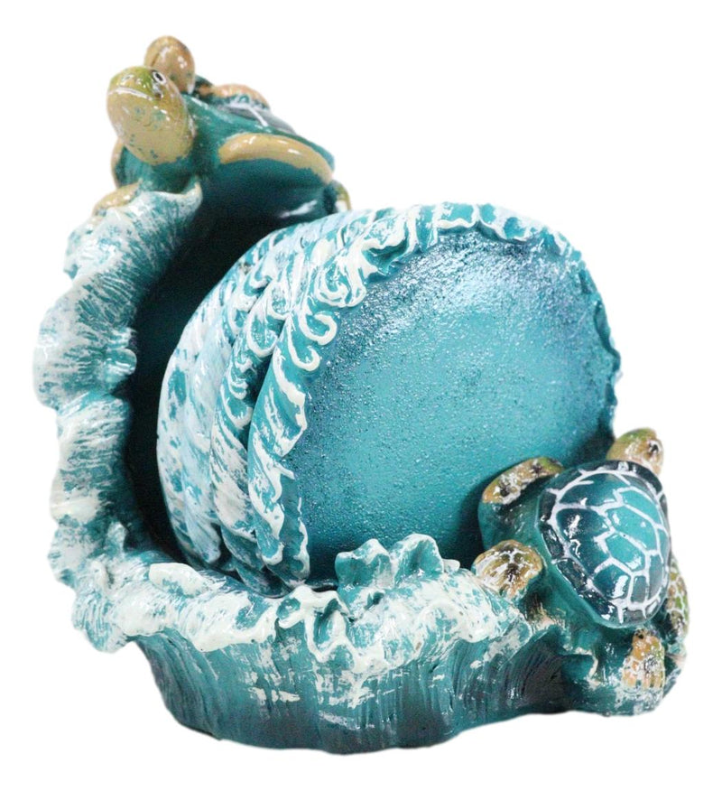 Marine Turquoise Blue Waves Sea Turtle Mother And Hatchling Family Coaster Set