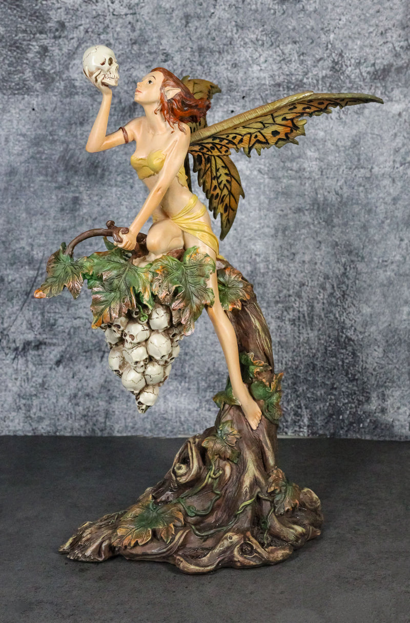 Fin de Siecle End of The Century Fairy Gazing On Vine Branch Of Skulls Figurine