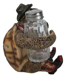 Rustic Western Cowboy Sea Turtle Hugging Salt And Pepper Shakers Holder Figurine