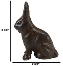 Pack Of 2 Rustic Cast Iron Cottage Bunny Rabbit Hare Sitting Figurines 3.25"H