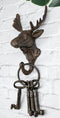 Pack Of 2 Cast Iron Vintage Western Rustic Bull Moose Head Wall Coat Hook Plaque